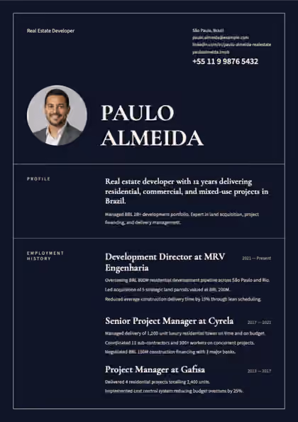 Bold resume template preview — page 1