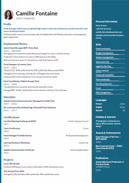 Casual resume template preview — page 1