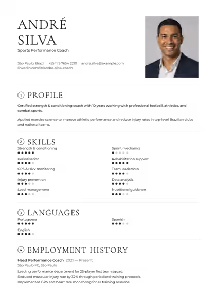 Heritage resume template preview — page 1