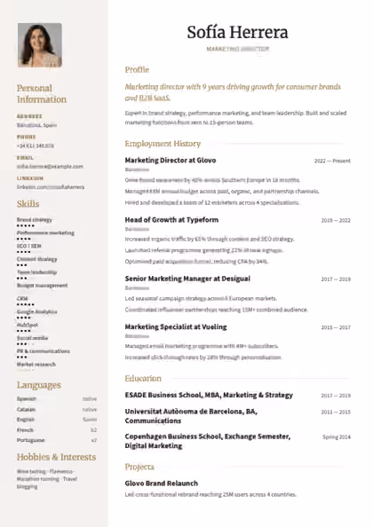 Polished resume template preview — page 1
