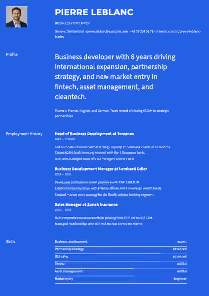 Refined resume template preview — page 1