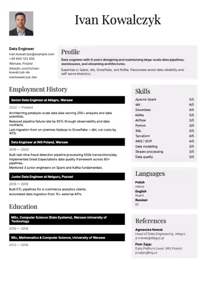 Versatile resume template preview — page 1